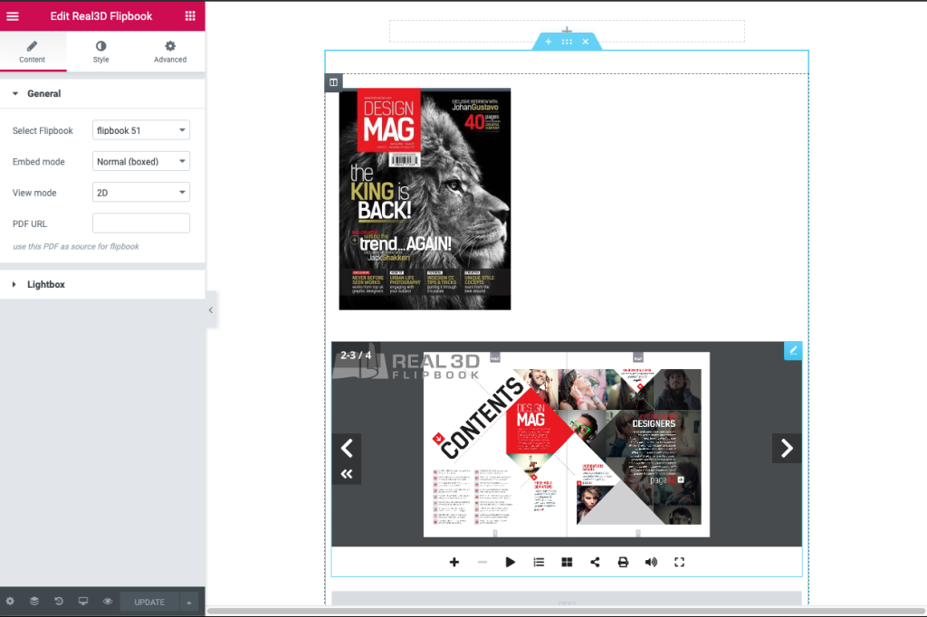 Elementor Addon Real 3d Flipbook